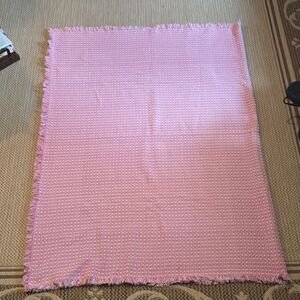 Woven Tablecloth Pink And White Reversible Rectangular 56" X 76"